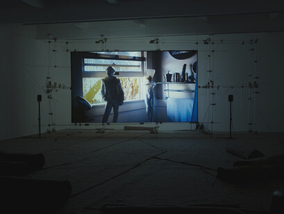 Patrick Staff, The Foundation (2015) Installation view, Chisenhale Gallery, 2015. Commissioned by Chisenhale Gallery, London; Spike Island, Bristol; Institute of Modern Art, Brisbane; and Contemporary Art Gallery, Vancouver. Co-produced by Chisenhale Gallery, London and Spike Island, Bristol. Courtesy the artist. Photo: Andy Keate