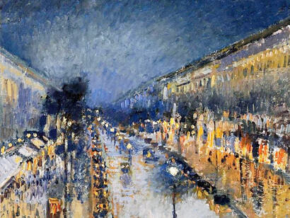 Camille Pissarro - The Boulevard Montmartre at night