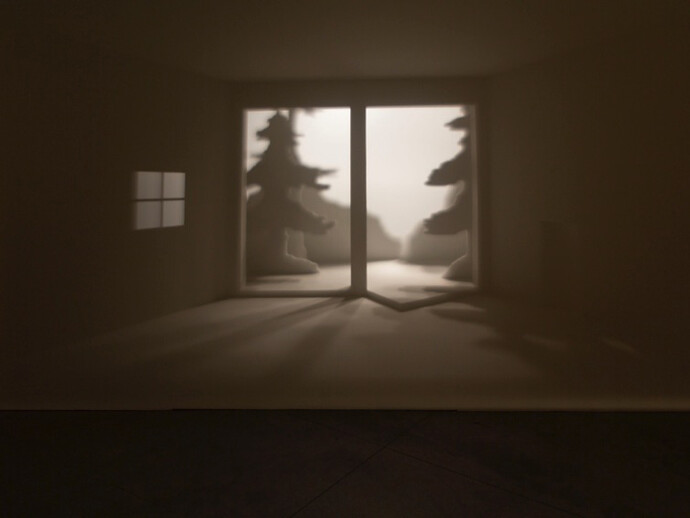 Camera inside camera, 2010, Camera Obscura installation of Papagaio at Fondazione HangarBicocca, Milan, 2014, Photo by Agostino Osio, Courtesy Fondazione HangarBicocca © João Maria Gusmão + Pedro Paiva
