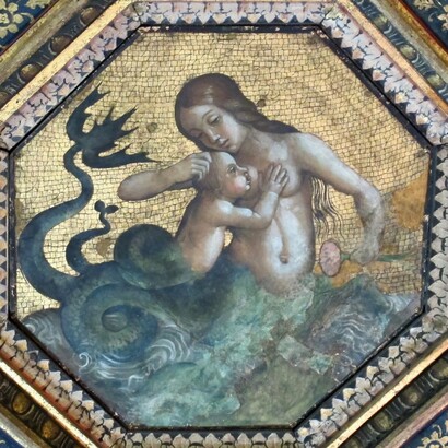 Pinturicchio, "Sirena che allatta", dal "Soffitto dei Semidei", 1490 ca, Palazzo dei Penitenzieri, Roma