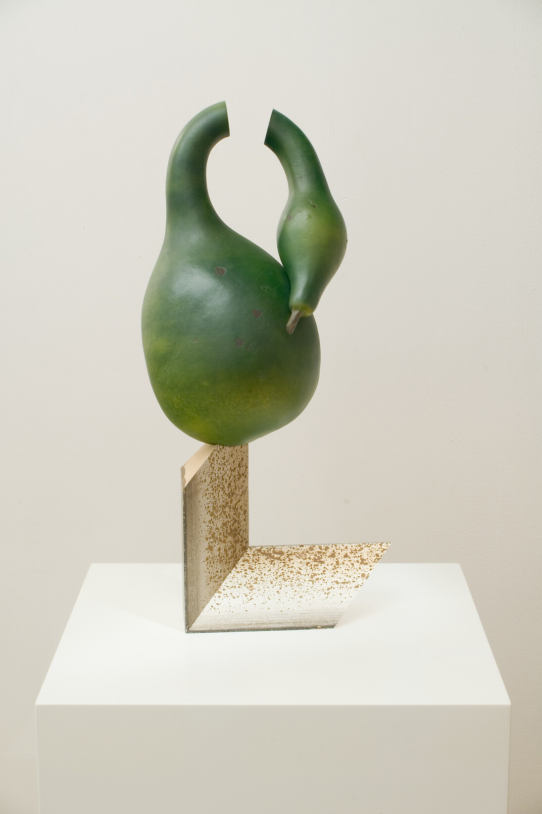 Frank Benson, Swan Gourd, 2005, cast plastic, acrylic paint, wood, 21 1/2 x 11 1/2 x 6 1/2 inches