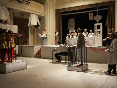Eva Koťátková

The Judicial Murder of Jakob Mohr

2015-2016

Theater performance and video based on the drawing 

Justiz Mord (1909-1910) by Jakob Mohr

Courtesy of the artist, Meyer Riegger, Berlin/Karlsruhe and hunt kastner, Prague