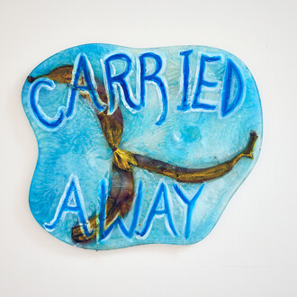 Jill McKnight, Puddle I (Carried Away), 2021. Resin, mica powder, acrylic paint, banana skin. 36 x 41 x 3 cm. Unique. Courtesy of the artist and The Art House Wakefield. Photographer: David Lindsay