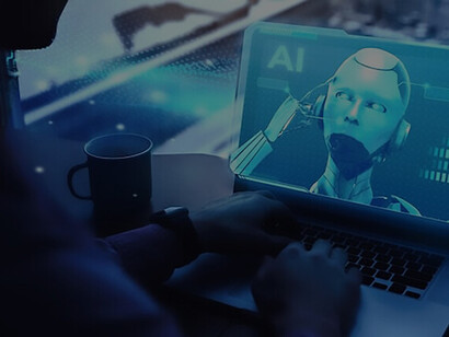 Capture attention with imagery depicting a laptop user harnessing the power of artificial intelligence (AI) technology