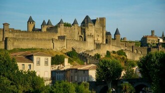 Carcasonne's spectacular walls, from the outside