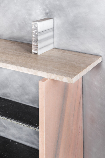 Robert Stadler, Cut_Paste #5, 2013, marble, aluminium, h200 l110 w40 cm / h78.7 l43.3 w15.7 in, limited edition of 8 + 4 ap, Courtesy Carpenters Workshop Gallery