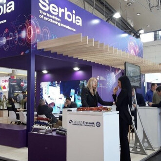 The booth of Serbia at the Hannover Messe