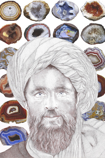 Faiza Butt, Erosion 7, 2014, Ink-jet print and ink drawing on archival cotton paper, 42 x 29.7 cm (16 ½ x 11 ¾ in)