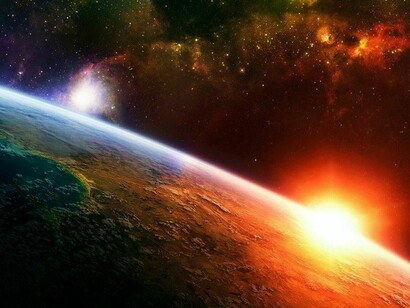 El sol iluminando la Tierra