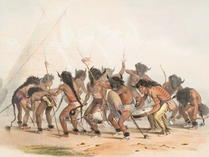The Bear Dance (1845), housed in the Rare Book Division of The New York Public Library, highlights the development of early human communities, the evolution of leadership, and how primitive art and cave paintings contributed to maintaining harmony in ancient societies