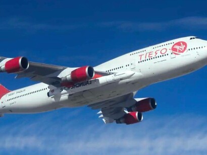 L'aereo vettore Boeing 747 di Virgin Orbit, Cosmic Girl, fotografato mentre rilascia il razzo LauncherOne durante un test del luglio 2019.
(Crediti immagine - Virgin Orbit / Greg Robinson)