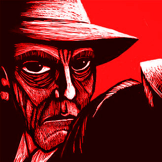 Ilustración del detective en la novela negra