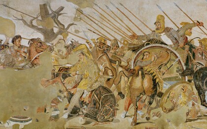 Mosaico di Alessandro (raffigurante la battaglia di Issus o la battaglia di Gaugamela), proveniente dalla Casa del Fauno, Pompei (VI, 12, 2), epoca romana, Museo Archeologico Nazionale, Napoli, Italia