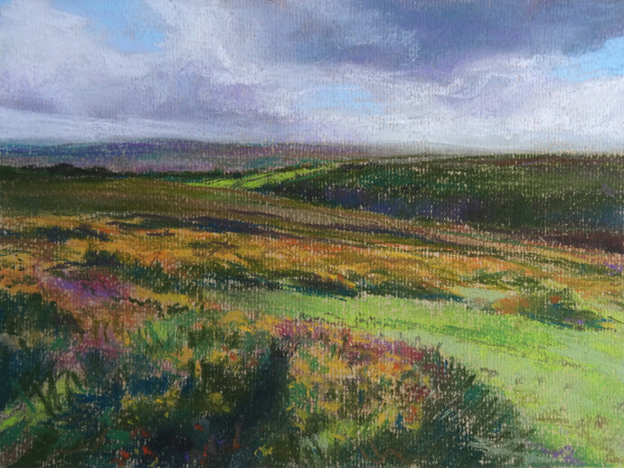 Alison McGill, Hilltop View I, pastel on paper, 17 x 23 cm