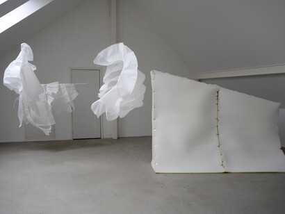 Laura Matukonytė and Emilija Višinskaitė, Sensing takes time, exhibition view. Courtesy of Meno Parkas Gallery
