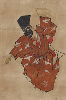 Sasayama Yoi 笹山養意, Portrait of an actor with a black mask and bells, Edo period (1615–1868). Courtesy of Cincinnati Art Museum