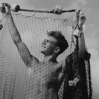 Keith Vaughan, Boy Holding up Fishing Net, 1939 © the estate of Keith Vaughan, Courtesy of Austin / Desmond Fine Art

