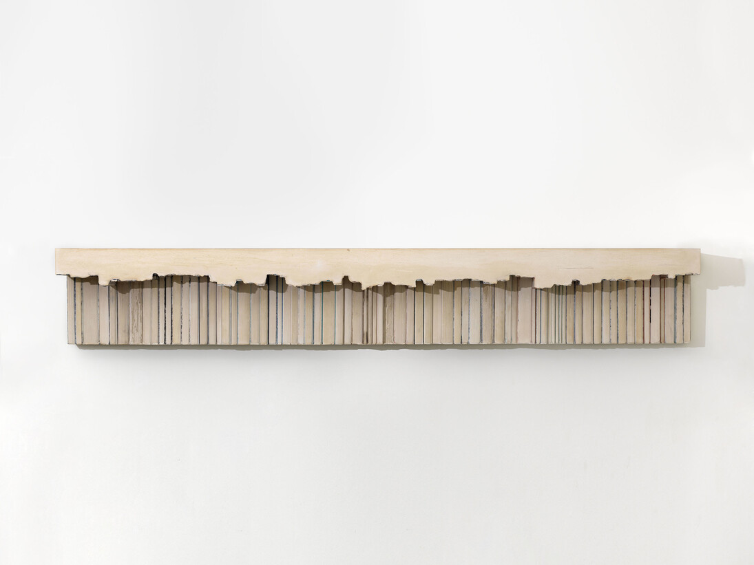 Rachel Whiteread, Untitled (Paperbacks), 1990s Plaster, polystyrene and steel, 30.5 x 200.7 cm / (12 x 79 in), Courtesy of the artist and Blain|Southern. Photo: Todd White 05.06.2014