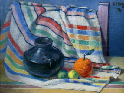 Alexander Bierig; Vasija y naranjas. 1934. Óleo