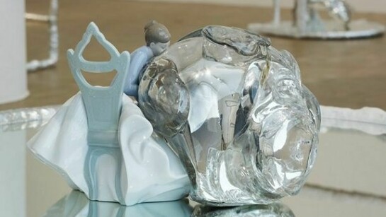 Ruth Claxton, Specular Spectacular (Cheryl, Jo, Joanne, Elinor, Claire, Anna), detail, 2013, steel, mirror, air drying clay, found ceramic figurine, mirrored blown glass, imitation silver leaf, dimensions variable