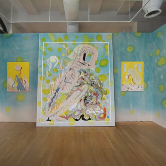 Florian Meisenberg, Reading the Bible at the beach, exhibition view. Courtesy of Anton Kern Gallery