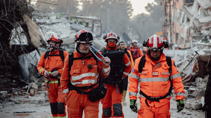 Amid the devastation of a collapsed city, rescue teams rely on advanced robots to navigate the treacherous rubble and locate survivors, ensuring safety and efficiency in their mission