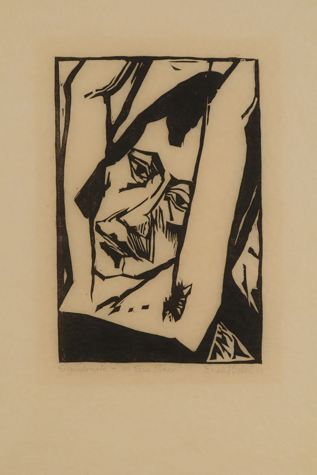 Erich Heckel, Junges Mädchen / Young Woman, 1913, Woodcut on silk Japan paper, 25.5 x 17 cm, Collection of McMaster Museum of Art, Gift of Undercliffe Limited
