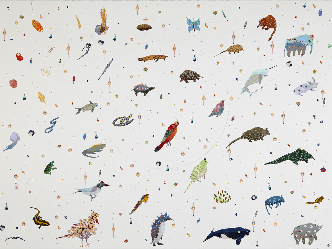 Mi Ju, Nest #4, 2014, Acrylic, watercolor, pen, and pencil on Arches paper, 22 x 30 inches