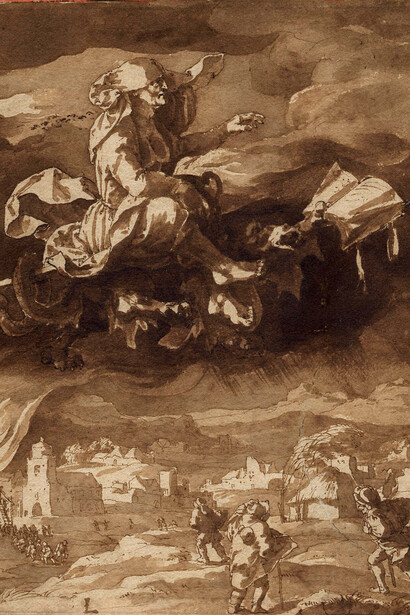 A Witch Riding on a Dragon, 1643-1671, Jan de Bisschop (1628–1671), pen ink and brown wash, © The Trustees of the British Museum