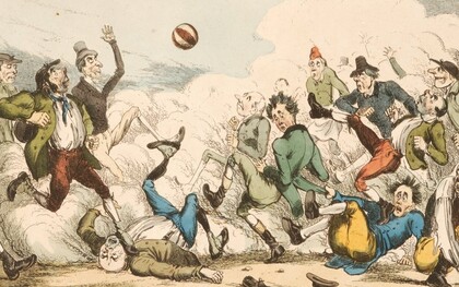Football dans les rues de Londres, 1820 (détaille)