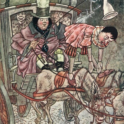 Carlo Collodi, Pinocchio; a tale of a puppet, illustrazione del libro per Chicago, M. A. Donohue & co, di Charles Folkard