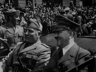 Adolf Hitler and Benito Mussolini in Munich, Germany, 1940