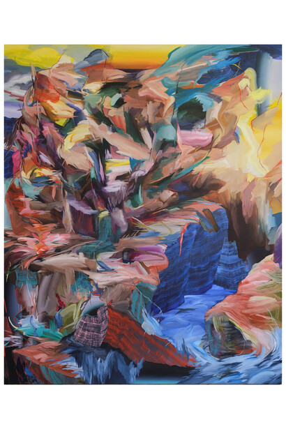 Steven J. Yazzie, Untitled Forces of Nature, 2023, oil on canvas, 78x64 inches, ©
Steven J Yazzie 2023. Courtesy Gerald Peters Contemporary