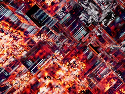 Vibrant circuit networks powering large-scale computation, symbolising the technological growth driving global energy demand