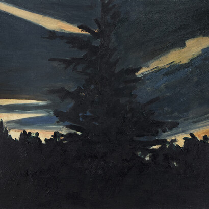 Lois Dodd, Tree silhouette (detail), 1983. Courtesy of Alexandre Gallery