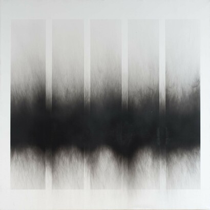 Alessandro Cannistrà, oggetto di pensiero, 2015, fumo su tela, 100 x 100 cm