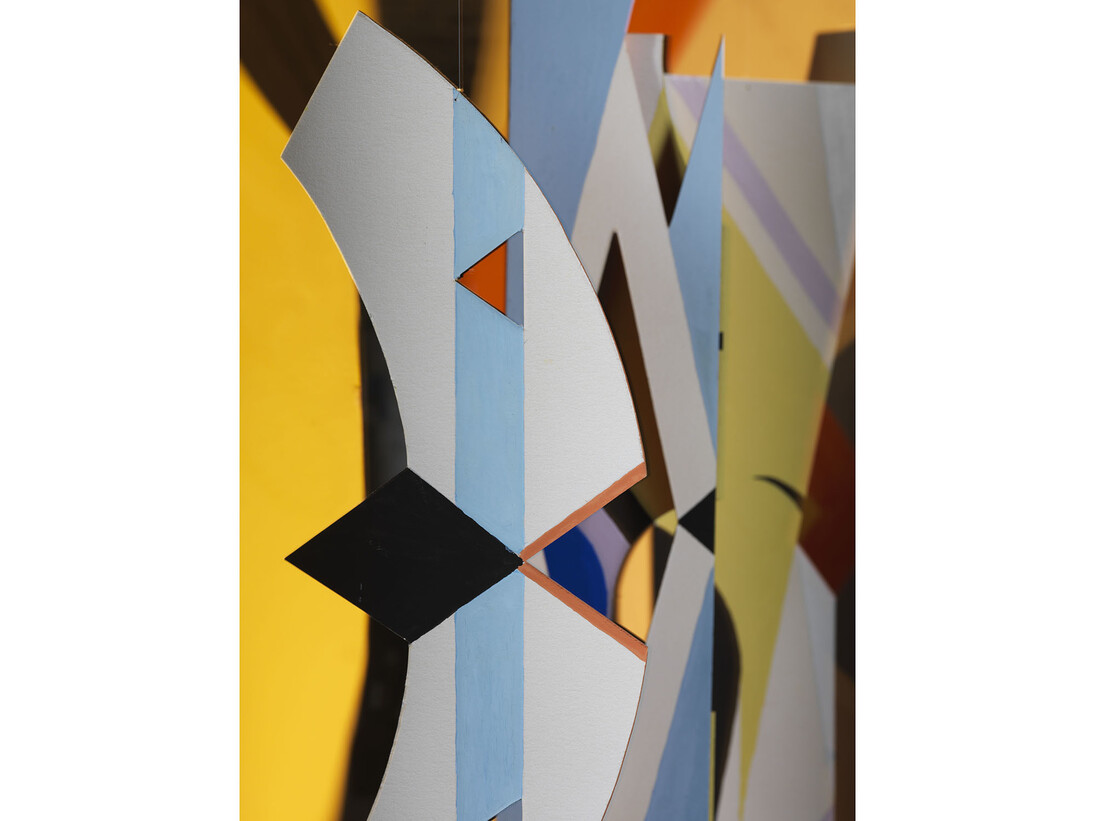 Bryan Wynter 1915 – 1975, IMOOS VI 1965, Gouache paint on card, glass, chipboard box, motor, light bulb and nylon thread, 120.2 x 101 x 116.8 cm, Tate © The estate of Bryan Wynter. All Rights Reserved, DACS, London 2015