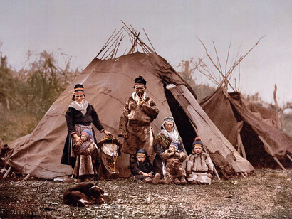 A Sámi family in Norway around 1900