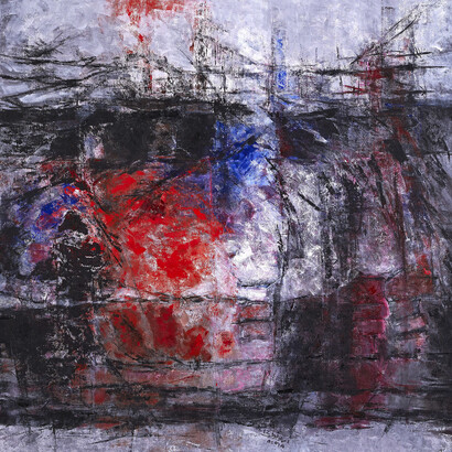 Asma Fayoumi, Untitled, 2012, 150 x 150 cm, acrylic on canvas