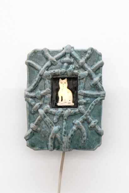 Paige Valentine, Springerle cat sconce, 2026. Courtesy of Rebecca Camacho Presents