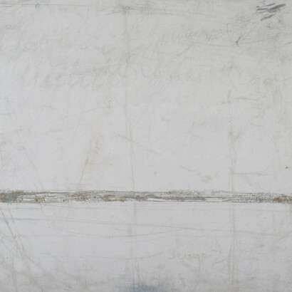 Afshar. Plain white simple snowscape. Oil on canvas.  92 x 112cm. 