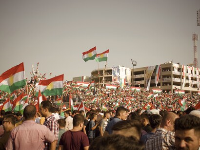Kurdos en Erbil manifestándose a favor de la independencia en 2017