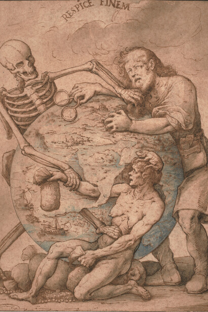 Jacopo Ligozzi, Respice finem, penna e inchiostro, inchiostro diluito, pigmenti di origine naturale, mm 266 x 195, Ottawa, National Gallery of Canada  