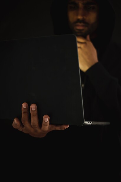 A man using a laptop. Thousands of pounds can be made online