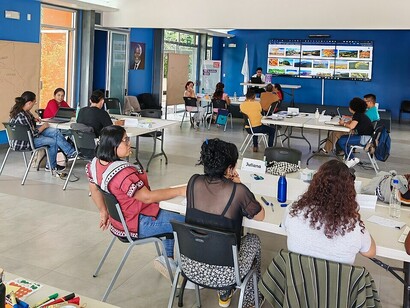 Day 1 of the workshop “Weaving territories in resistance”, held in the Aula Magna at the University for Peace campus, as part of the Course for Defenders of Mother Earth and the Environment, 29 July 2025. Photo by Abel Christian Apaza Amanqui