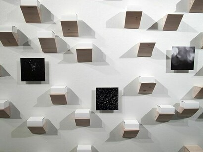 Natasha Holmes, Willing to Part, Wood, Paper box, Plastic bag, Instant Photograph, & participant’s ephemera, Murmurs, Photographs mounted on aluminum