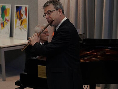 Paolo Zampini e Primo Oliva in concerto nell'Aula Magna dell'Ospedale di Careggi, foto Lorenzo Desiati 