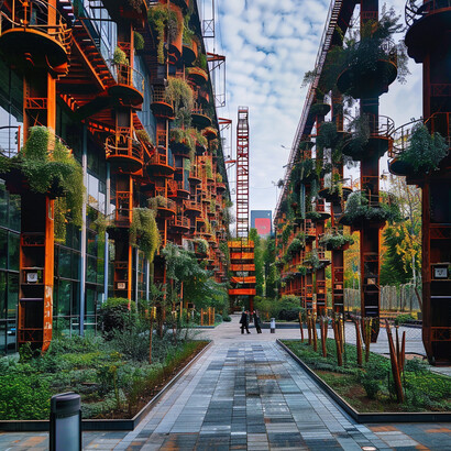 Immagine creata con Midjourney ispirandosi al parco Dora di Torino, Italia