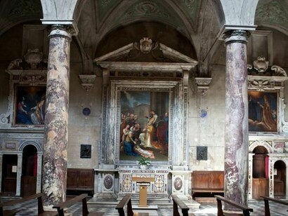 The rich interior of a church in Pietrasanta