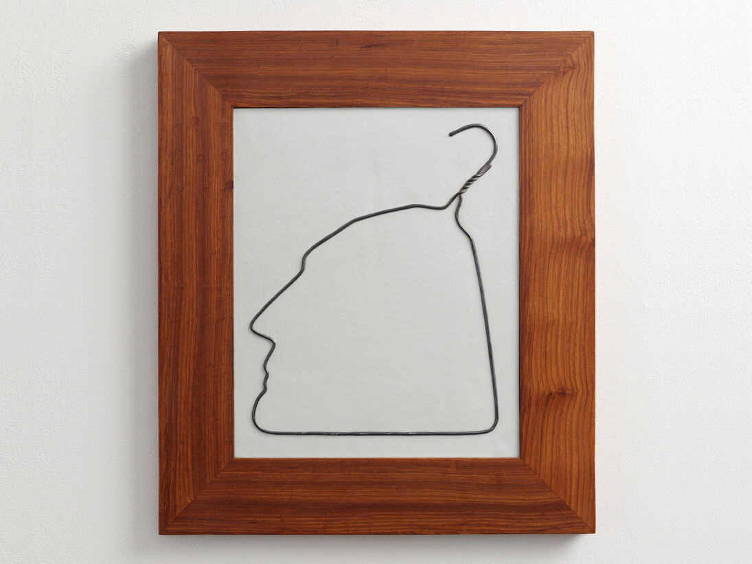 Hanging Man in Porcelain (Silver), 2012, Porcelain and Huali wood, 19 3/4 x 17 x 1 1/4 in (50 x 43 x 3 cm)